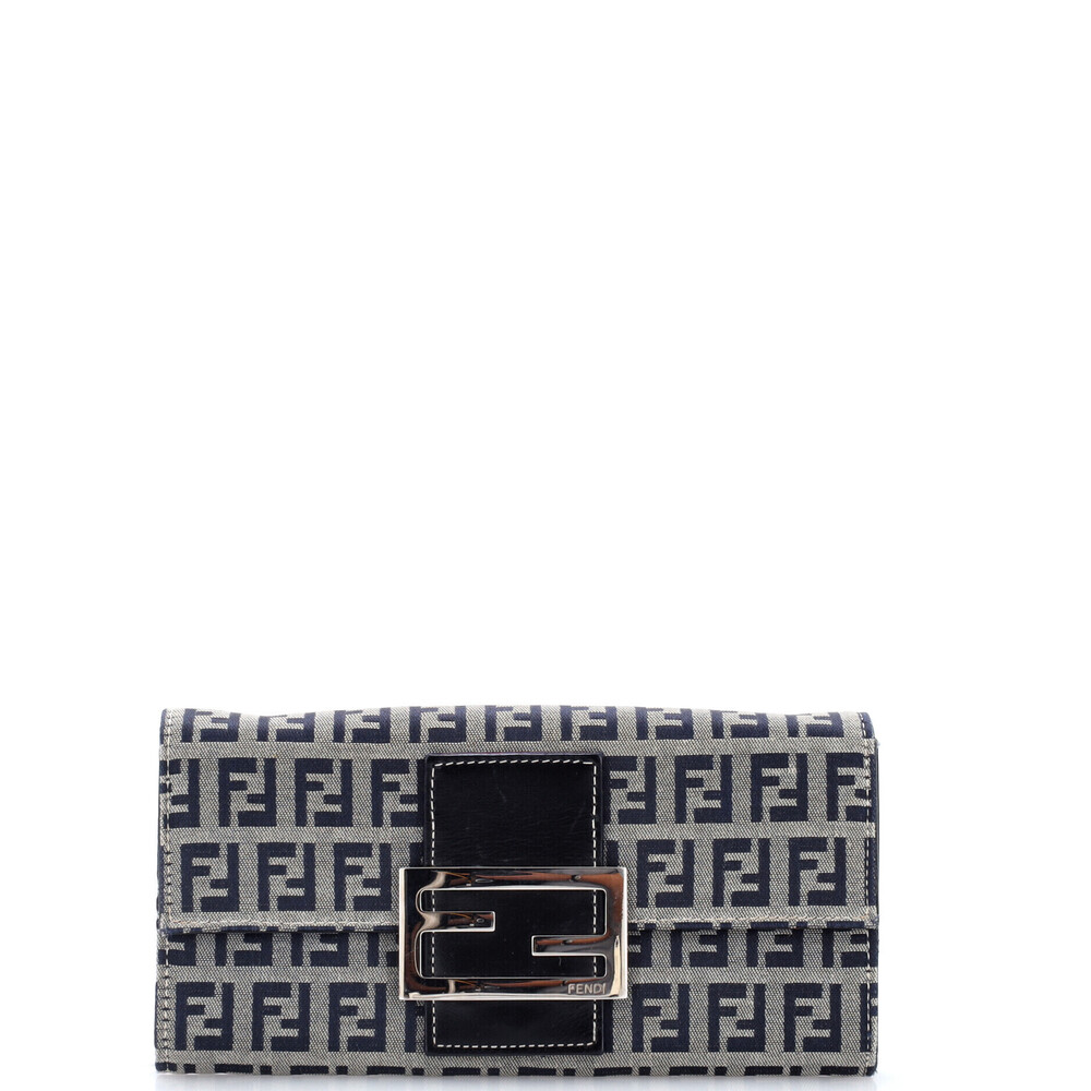Fendi Vintage FF Flap Continental Wallet Zucchino Canvas
